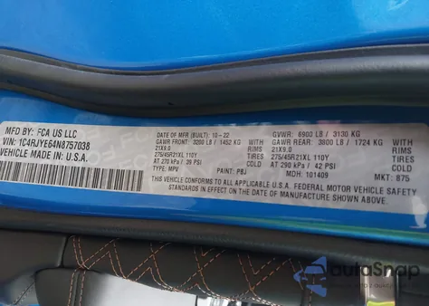 2022 Jeep Grand Cherokee 4Xe Summit Reserve 4X4 z USA, uszkodzony, nr VIN 1C4RJYE64N8757038